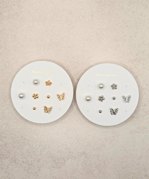 TSUTSUMI バタフライ フラワーピアスセット バタフライフラワー 4ペアセットピアス（ピアス（両耳用