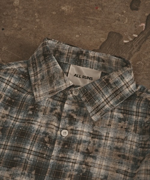 ALL RUNS(オールランズ)の「Vintage Finish Check Shirt / ヴィンテージ加工 チェックシャツ 【TV 一泊家族 山崎裕太様 着用】(シャツ/ブラウス・メンズ・ブルー/グレー/レッド・M/L/XL)」の19枚目の写真