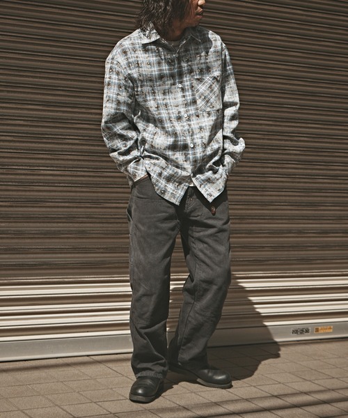 ALL RUNS(オールランズ)の「Vintage Finish Check Shirt / ヴィンテージ加工 チェックシャツ 【TV 一泊家族 山崎裕太様 着用】(シャツ/ブラウス・メンズ・ブルー/グレー/レッド・M/L/XL)」の7枚目の写真