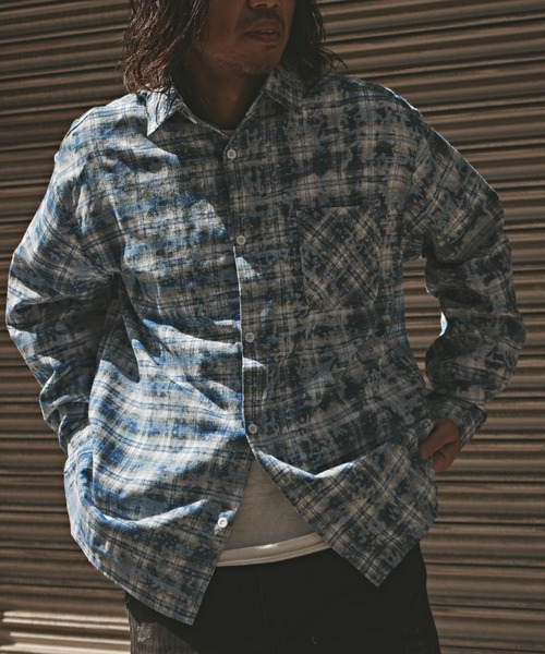 【定価15,400円】ヴィンテージ加工 オリジナル インディゴ チェックシャツS CAMBIO(カンビオ)】Vintage Like Indigo Check Shirts