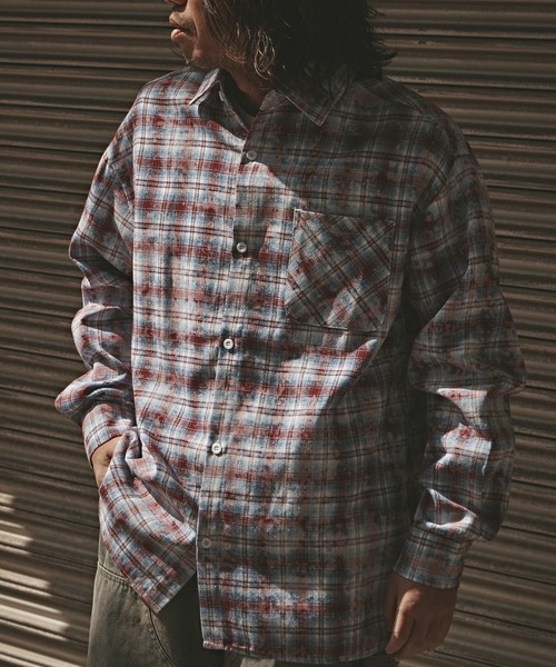 ALL RUNS(オールランズ)の「Vintage Finish Check Shirt / ヴィンテージ加工 チェックシャツ 【TV 一泊家族 山崎裕太様 着用】(シャツ/ブラウス・メンズ・ブルー/グレー/レッド・M/L/XL)」の15枚目の写真