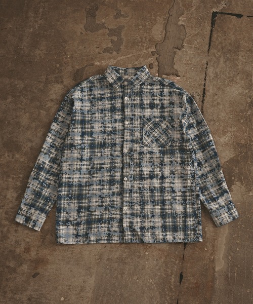 【定価15,400円】ヴィンテージ加工 オリジナル インディゴ チェックシャツS The DUFFER of ST.GEORGE（ザダファーオブセントジョージ）の
