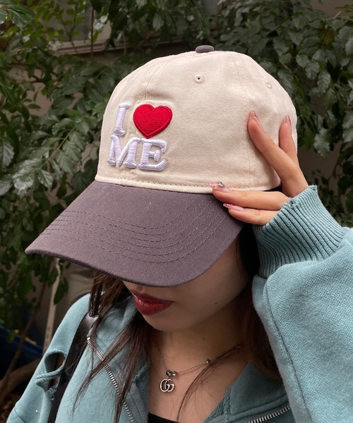 セール】I LOVE ME アイラブミー刺繍バイカラーキャップ（キャップ