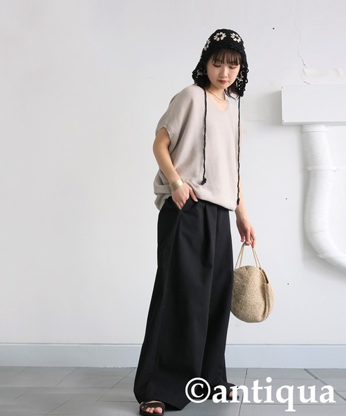 intoca リネンワイドパンツ　1 未使用 リネンワイドパンツ（その他パンツ）｜antiqua（アンティカ）の