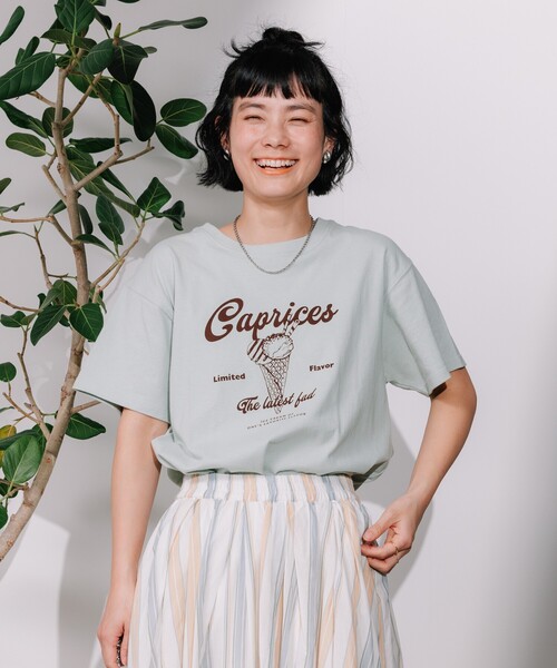 アイスクリーム ロゴプリントマーブルTシャツ ブラウン アイスクリーム ロゴプリントマーブルTシャツ ブラウン