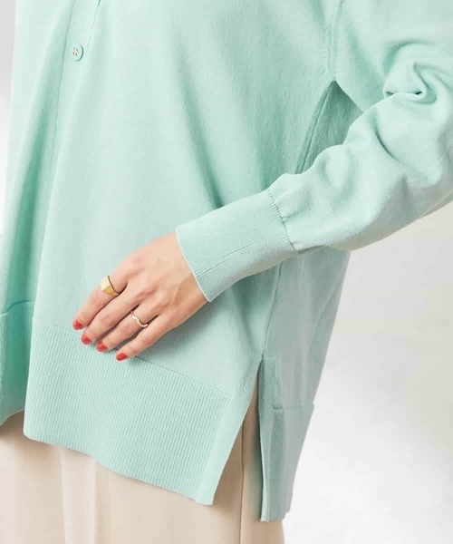 a.v.v（アーヴェヴェ）の「Vネックミドル丈カーディガン（カーディガン/ボレロ・レディース・ベージュ/ミント・40/38）」の6枚目の写真