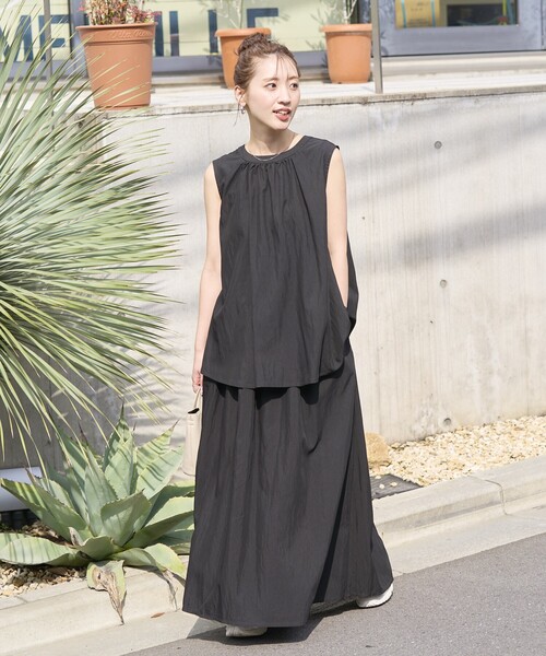 セール】限定展開 ワッシャー 加工 ノースリーブ スカート