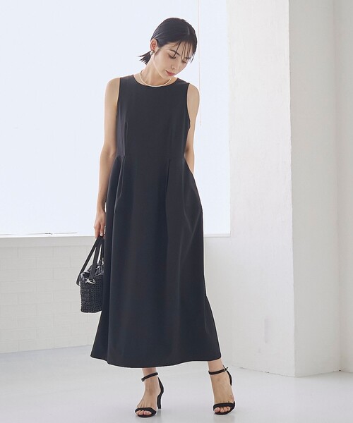 RONEL(ロネル)の「【はっ水//防しわ/ストレッチ/接触冷感】ボーダレスコクーンワンピース(ワンピース・レディース・ブラック/ライトグレー・S/M/L)」の3枚目の写真