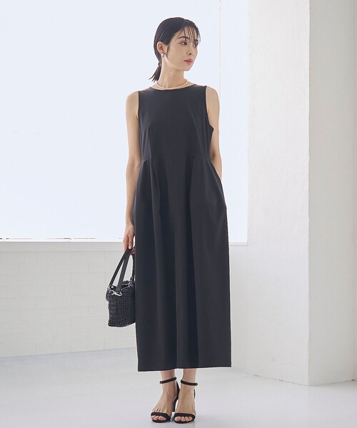 RONEL(ロネル)の「【はっ水//防しわ/ストレッチ/接触冷感】ボーダレスコクーンワンピース(ワンピース・レディース・ブラック/ライトグレー・S/M/L)」の9枚目の写真