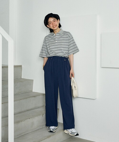 FREAK’S STOREパンツスーツ　ネイビー金ボタン FREAK'S STORE スラックス パンツ 「接触冷感/UVカット」機能
