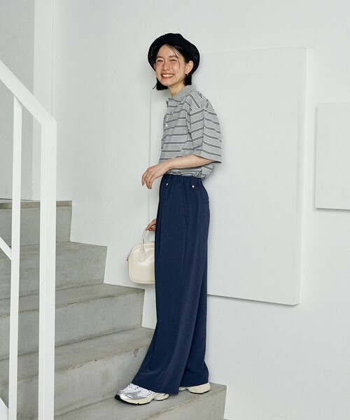 FREAK'S STORE(フリークスストア)の「<接触冷感/UVカット>機能素材 金釦 イージーパンツ/金ボタン スラックス(スラックス・レディース・ベージュ/ネイビー/ブラック・フリ-)」の11枚目の写真