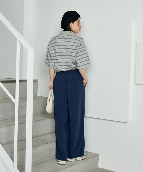 FREAK'S STORE(フリークスストア)の「<接触冷感/UVカット>機能素材 金釦 イージーパンツ/金ボタン スラックス(スラックス・レディース・ベージュ/ネイビー/ブラック・フリ-)」の12枚目の写真