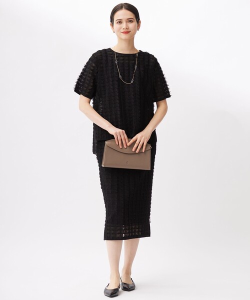 自由区(ジユウク)の「シアーカットジャカード ニット(ニット/セーター・レディース・レッド系/ブラック系・44/46)」の8枚目の写真