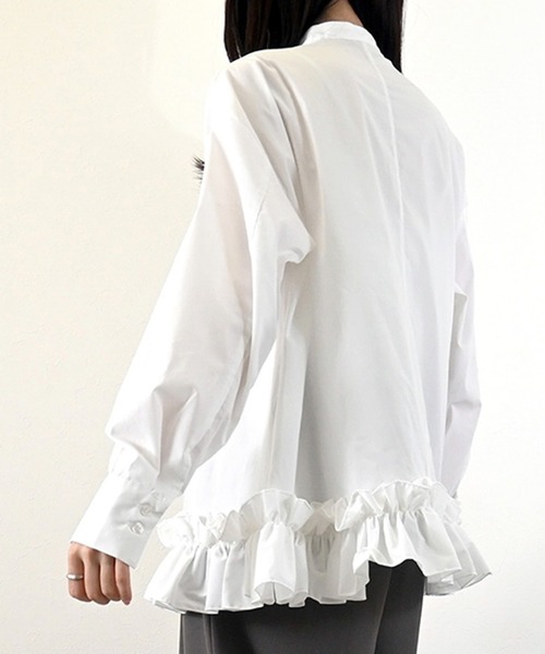 STYLEBLOCK（スタイルブロック）の「ブロード裾フリルブラウス（シャツ/ブラウス・レディース・ホワイト/ブルー/ブラック・M）」の6枚目の写真