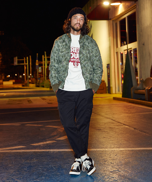 HYSTERIC GLAMOUR(ヒステリックグラマー)の「プリマダウンナイロンタフタ キルトMA-1 JK(MA-1・メンズ・カーキ/グリーン系カモフラージュ/ブラック・SMALL/MEDIUM/LARGE)」の4枚目の写真