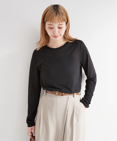 B.C STOCK(ベーセーストック)の「《追加7》シアークルーネックロンTEE(Tシャツ/カットソー・レディース・ホワイト/ブラック系その他・FREE)」の6枚目の写真