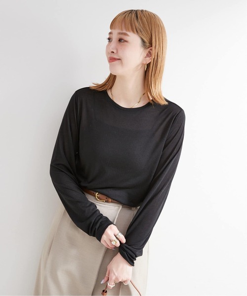 B.C STOCK(ベーセーストック)の「《追加7》シアークルーネックロンTEE(Tシャツ/カットソー・レディース・ホワイト/ブラック系その他・FREE)」の7枚目の写真