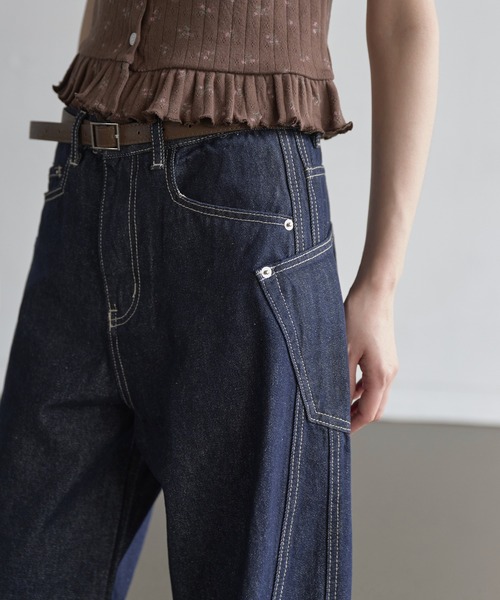 UNE MANSION（ユヌマンション）の「【低身長 / 高身長用 サイズ＆丈が選べるカラーパンツ】【 3color ／ ３size／ 3lengths 】【 足長効果あり】ウェーブバルーンウォッシュドユニークサイドポケットデニム（デニムパンツ・レディース・ダークブルー/ブルー/ブラック・S-Long/M-Long/L-Long/S-Short/L-Short/M-Short）」の10枚目の写真