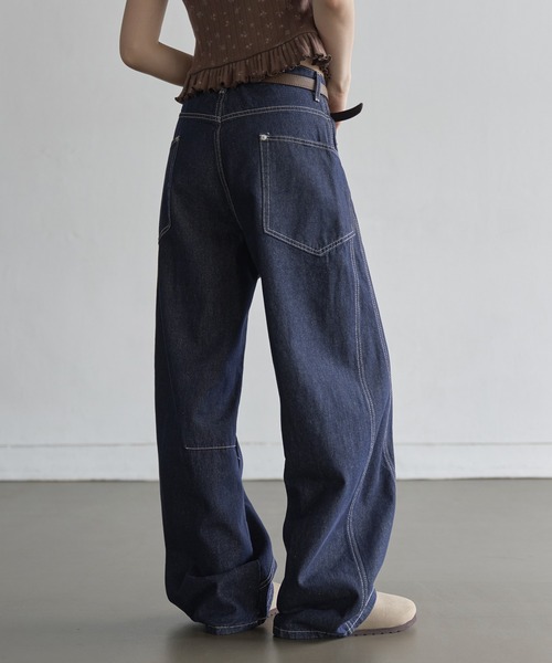 UNE MANSION（ユヌマンション）の「【低身長 / 高身長用 サイズ＆丈が選べるカラーパンツ】【 3color ／ ３size／ 3lengths 】【 足長効果あり】ウェーブバルーンウォッシュドユニークサイドポケットデニム（デニムパンツ・レディース・ダークブルー/ブルー/ブラック・S-Long/M-Long/L-Long/S-Short/L-Short/M-Short）」の12枚目の写真