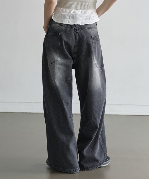 UNE MANSION（ユヌマンション）の「【低身長 / 高身長用 サイズ＆丈が選べるカラーパンツ】【 3color ／ ３size／ 3lengths 】【 足長効果あり】ウェーブバルーンウォッシュドユニークサイドポケットデニム（デニムパンツ・レディース・ダークブルー/ブルー/ブラック・S-Long/M-Long/L-Long/S-Short/L-Short/M-Short）」の15枚目の写真