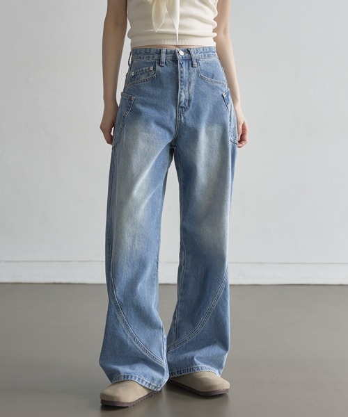 UNE MANSION（ユヌマンション）の「【低身長 / 高身長用 サイズ＆丈が選べるカラーパンツ】【 3color ／ ３size／ 3lengths 】【 足長効果あり】ウェーブバルーンウォッシュドユニークサイドポケットデニム（デニムパンツ・レディース・ダークブルー/ブルー/ブラック・S-Long/M-Long/L-Long/S-Short/L-Short/M-Short）」の18枚目の写真