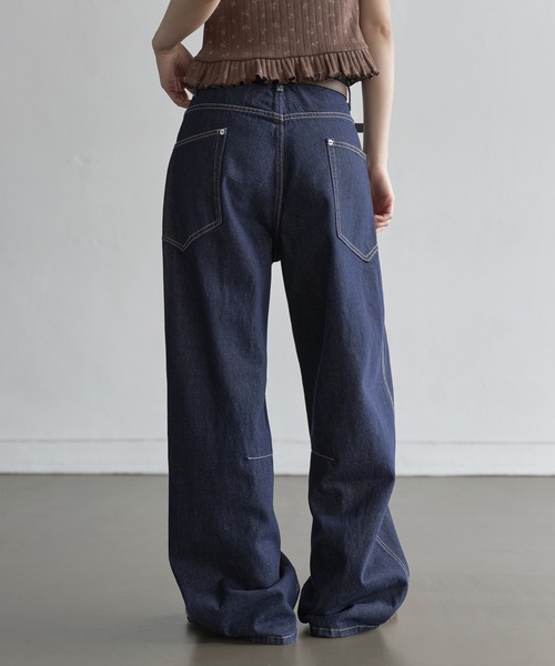 UNE MANSION（ユヌマンション）の「【低身長 / 高身長用 サイズ＆丈が選べるカラーパンツ】【 3color ／ ３size／ 3lengths 】【 足長効果あり】ウェーブバルーンウォッシュドユニークサイドポケットデニム（デニムパンツ・レディース・ダークブルー/ブルー/ブラック・S-Long/M-Long/L-Long/S-Short/L-Short/M-Short）」の21枚目の写真