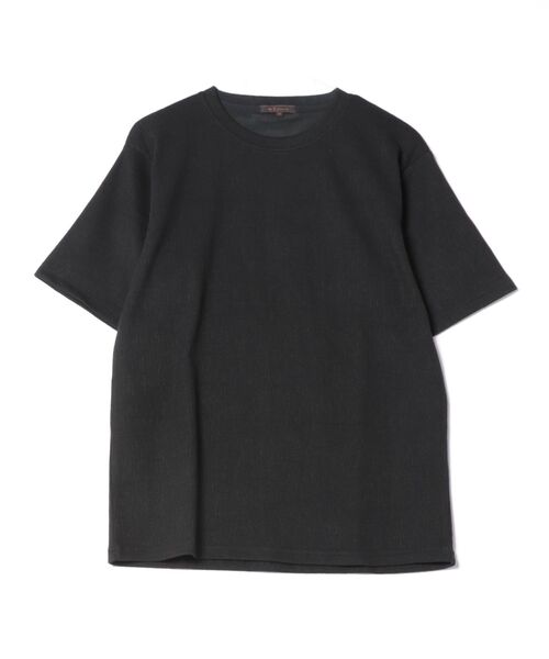 m.f.editorial(エムエフエディトリアル)の「【ストレッチ】m.f.エディトリアル メンズ ジャガード クルーネック 半袖 Tシャツ(Tシャツ/カットソー・メンズ・ホワイト/グレー系その他2/ブラック/ホワイト×ブラック・MEDIUM/X-LARGE/LARGE)」の6枚目の写真