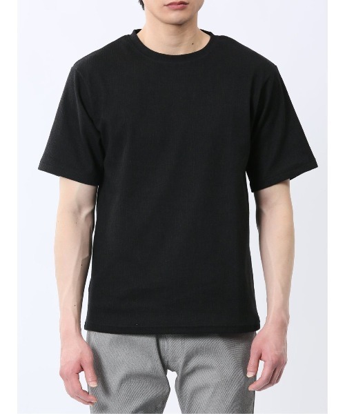 m.f.editorial(エムエフエディトリアル)の「【ストレッチ】m.f.エディトリアル メンズ ジャガード クルーネック 半袖 Tシャツ(Tシャツ/カットソー・メンズ・ホワイト/グレー系その他2/ブラック/ホワイト×ブラック・MEDIUM/X-LARGE/LARGE)」の7枚目の写真