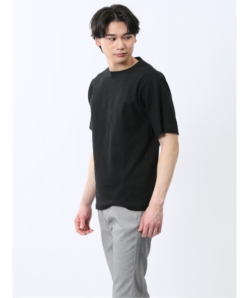 m.f.editorial(エムエフエディトリアル)の「【ストレッチ】m.f.エディトリアル メンズ ジャガード クルーネック 半袖 Tシャツ(Tシャツ/カットソー・メンズ・ホワイト/グレー系その他2/ブラック/ホワイト×ブラック・MEDIUM/X-LARGE/LARGE)」の12枚目の写真