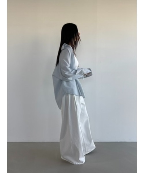 Didot.showroom(ディドット ショールーム)の「リンクルストライプオーバーシャツ(シャツ/ブラウス・レディース・アイボリー/スカイブルー・FREE)」の21枚目の写真