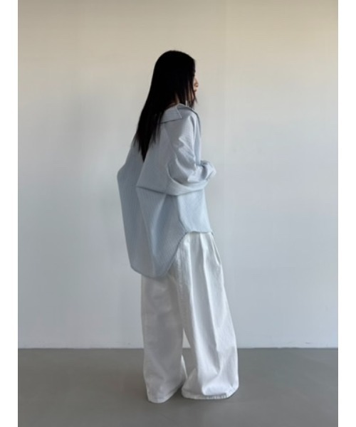 Didot.showroom(ディドット ショールーム)の「リンクルストライプオーバーシャツ(シャツ/ブラウス・レディース・アイボリー/スカイブルー・FREE)」の16枚目の写真