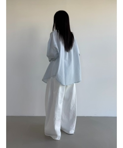 Didot.showroom(ディドット ショールーム)の「リンクルストライプオーバーシャツ(シャツ/ブラウス・レディース・アイボリー/スカイブルー・FREE)」の17枚目の写真