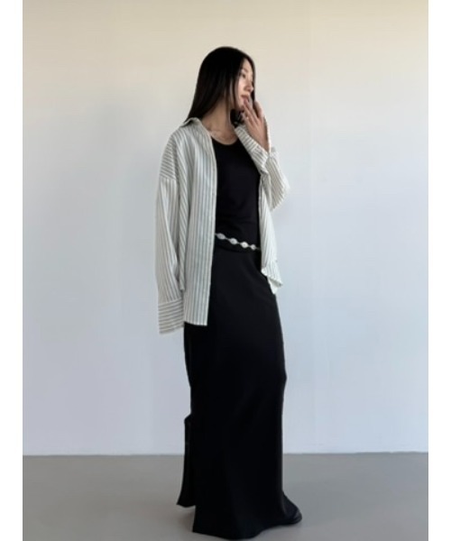 Didot.showroom(ディドット ショールーム)の「リンクルストライプオーバーシャツ(シャツ/ブラウス・レディース・アイボリー/スカイブルー・FREE)」の6枚目の写真