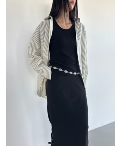 Didot.showroom(ディドット ショールーム)の「リンクルストライプオーバーシャツ(シャツ/ブラウス・レディース・アイボリー/スカイブルー・FREE)」の7枚目の写真