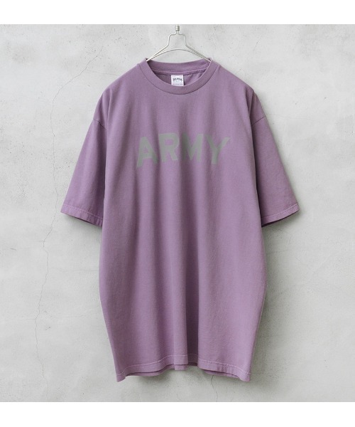 HOUSTON（ヒューストン）の「HOUSTON ヒューストン 22305 ピグメント ARMY プリント 半袖Tシャツ（Tシャツ/カットソー・メンズ・イエロー/ブラック/パープル・M/L/XL/XXL）」の2枚目の写真