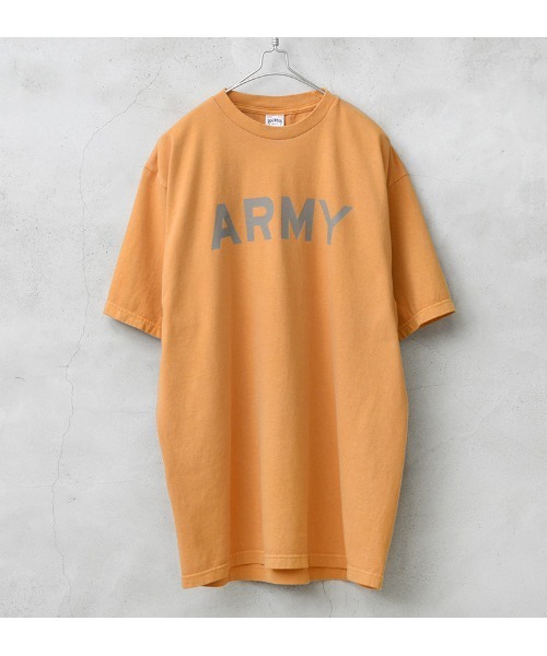 HOUSTON（ヒューストン）の「HOUSTON ヒューストン 22305 ピグメント ARMY プリント 半袖Tシャツ（Tシャツ/カットソー・メンズ・イエロー/ブラック/パープル・M/L/XL/XXL）」の3枚目の写真