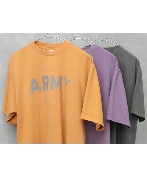HOUSTON（ヒューストン）の「HOUSTON ヒューストン 22305 ピグメント ARMY プリント 半袖Tシャツ（Tシャツ/カットソー・メンズ・イエロー/ブラック/パープル・M/L/XL/XXL）」の5枚目の写真