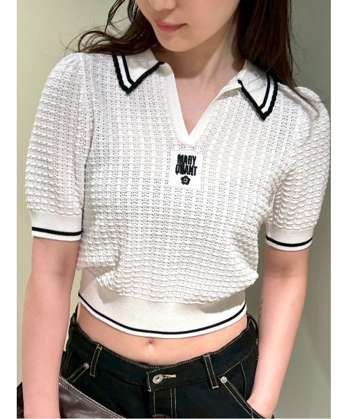 【新品】リリーブラウン　シアーポロニットトップス Lily Brown （リリーブラウン)【MARY QUANT】シアーポロニット