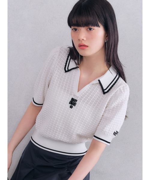 LILY BROWN×MARY QUANT】シアーポロニットトップス（ニット