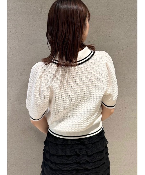 リリーブラウン　MARY QUANT コラボ　ポロニット LILY BROWN×MARY QUANT】シアーポロニットトップス（ニット