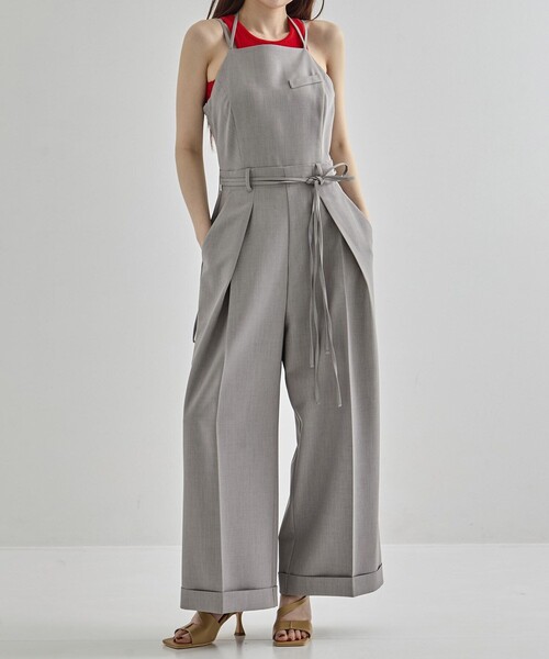 サロペット・オーバーオール・オールインワン THROW SQUARE NECK JUMPSUITS Square Neck Jumpsuit｜ウォッシャブル/防シワ/夏服（つなぎ