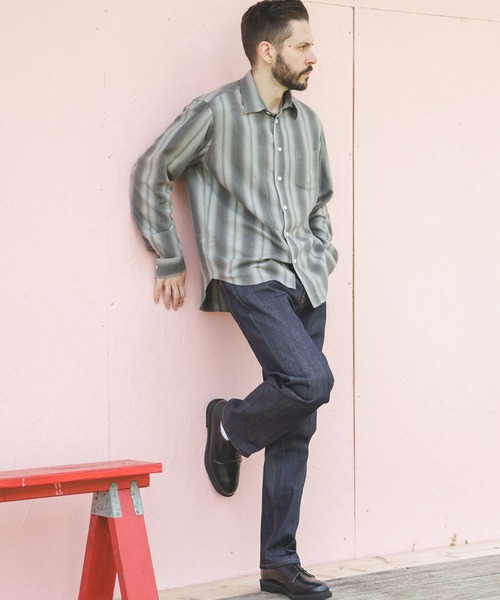 MR.OLIVE(ミスターオリーブ)の「VINTAGE RAYON STRIPE / REGULAR COLLAR SHIRT(シャツ/ブラウス・メンズ・ブラック/グリーン・SMALL/MEDIUM/LARGE)」の6枚目の写真