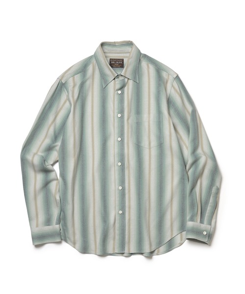MR.OLIVE(ミスターオリーブ)の「VINTAGE RAYON STRIPE / REGULAR COLLAR SHIRT(シャツ/ブラウス・メンズ・ブラック/グリーン・SMALL/MEDIUM/LARGE)」の9枚目の写真