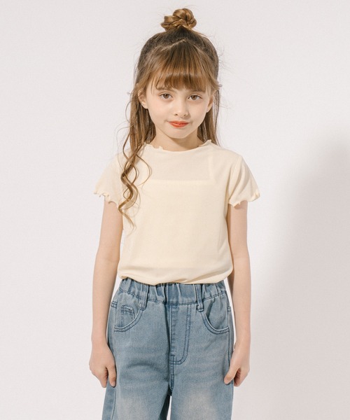 URBAN CHERRY（アーバンチェリー）の「【伸縮性・速乾性バツグン】メロウリブトップス（Tシャツ/カットソー・キッズ・アイボリー/ピンク/ブラック/イエロー・130cm/120cm/110cm/150cm/140cm）」の16枚目の写真