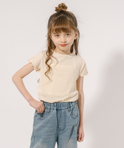 URBAN CHERRY（アーバンチェリー）の「【伸縮性・速乾性バツグン】メロウリブトップス（Tシャツ/カットソー・キッズ・アイボリー/ピンク/ブラック/イエロー・130cm/120cm/110cm/150cm/140cm）」の17枚目の写真