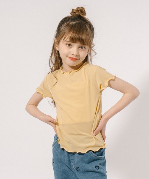 URBAN CHERRY（アーバンチェリー）の「【伸縮性・速乾性バツグン】メロウリブトップス（Tシャツ/カットソー・キッズ・アイボリー/ピンク/ブラック/イエロー・130cm/120cm/110cm/150cm/140cm）」の20枚目の写真