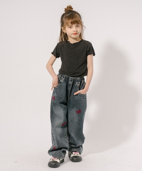 URBAN CHERRY（アーバンチェリー）の「【伸縮性・速乾性バツグン】メロウリブトップス（Tシャツ/カットソー・キッズ・アイボリー/ピンク/ブラック/イエロー・130cm/120cm/110cm/150cm/140cm）」の13枚目の写真