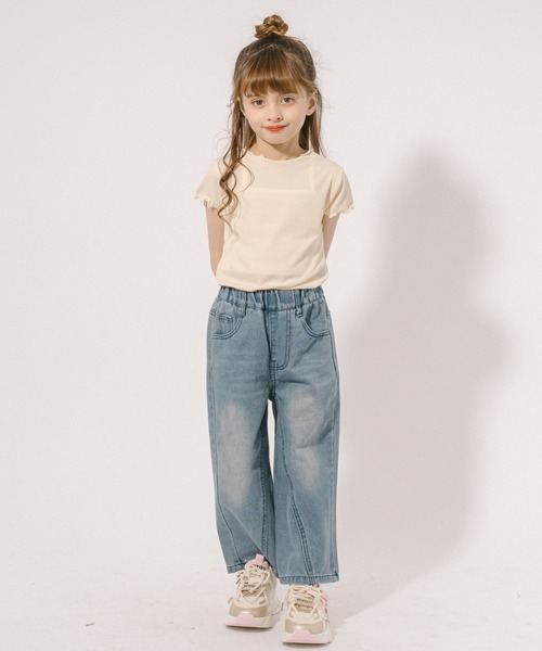 URBAN CHERRY（アーバンチェリー）の「【伸縮性・速乾性バツグン】メロウリブトップス（Tシャツ/カットソー・キッズ・アイボリー/ピンク/ブラック/イエロー・130cm/120cm/110cm/150cm/140cm）」の15枚目の写真