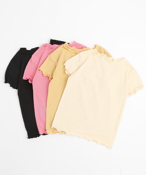 URBAN CHERRY（アーバンチェリー）の「【伸縮性・速乾性バツグン】メロウリブトップス（Tシャツ/カットソー・キッズ・アイボリー/ピンク/ブラック/イエロー・130cm/120cm/110cm/150cm/140cm）」の5枚目の写真