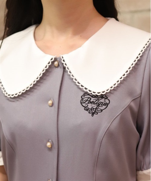 axes femme POETIQUE（アクシーズファムポエティック）の「ロゴ刺繍プリーツワンピース（ワンピース・レディース・ブラック/グレー/ピンク・MEDIUM）」の8枚目の写真